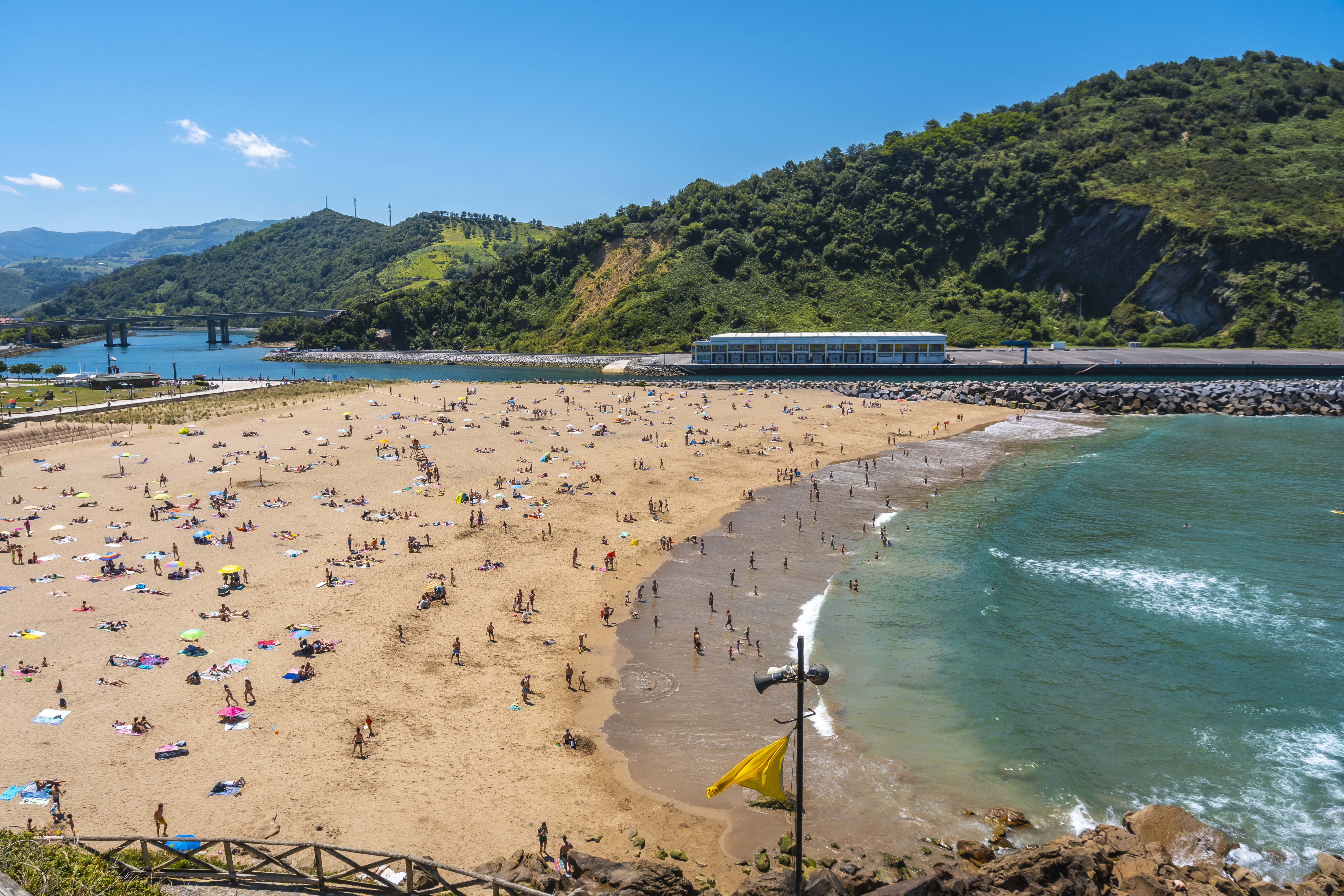 Orio beach seen from above a summer afternoon in June Excursion from San Sebastián