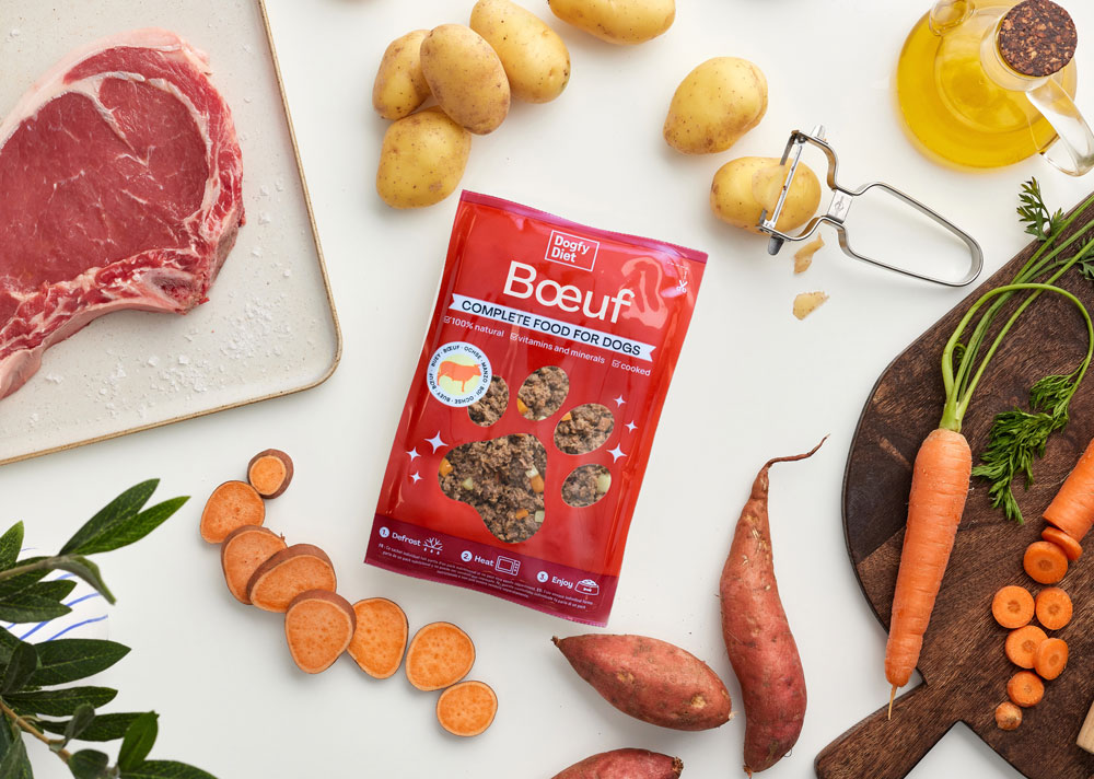 Sachet de nourriture naturelle pour chien au boeuf