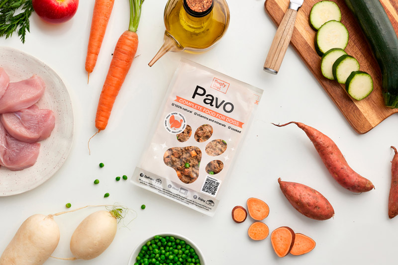 Sobre de comida natural para perros
